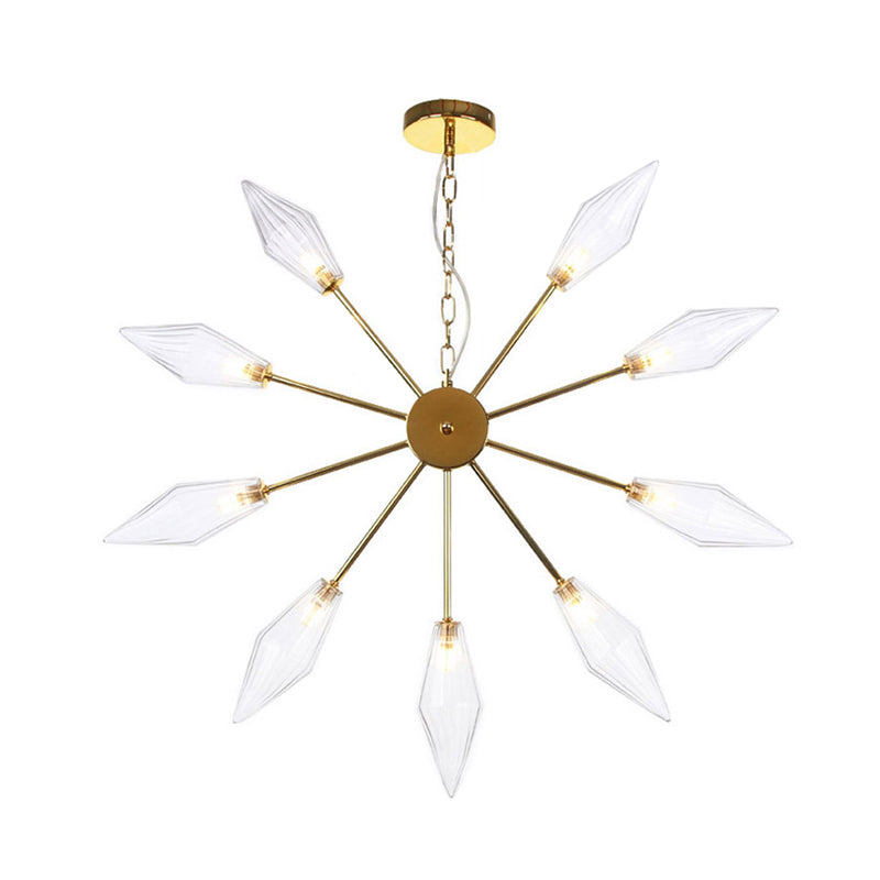 Lustre industriel moderne Sputnik avec verre ambré/transparent - 6/9/12 lumières - Finitions noir/cuivre/chrome