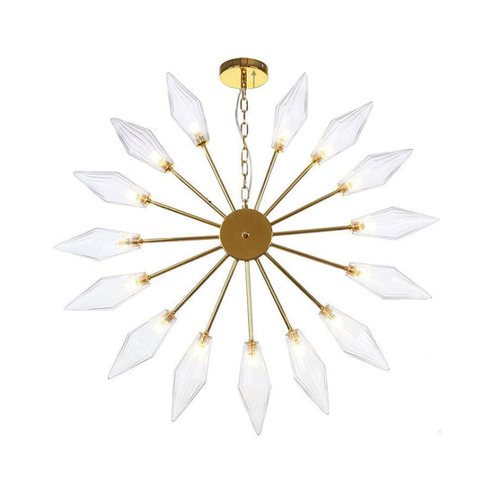 Lustre industriel moderne Sputnik avec verre ambré/transparent - 6/9/12 lumières - Finitions noir/cuivre/chrome