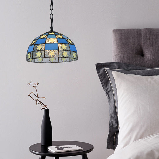 Black Tiffany-Style Glass Star Pendant Light - 12’/16’ Wide 1-Light Fixture