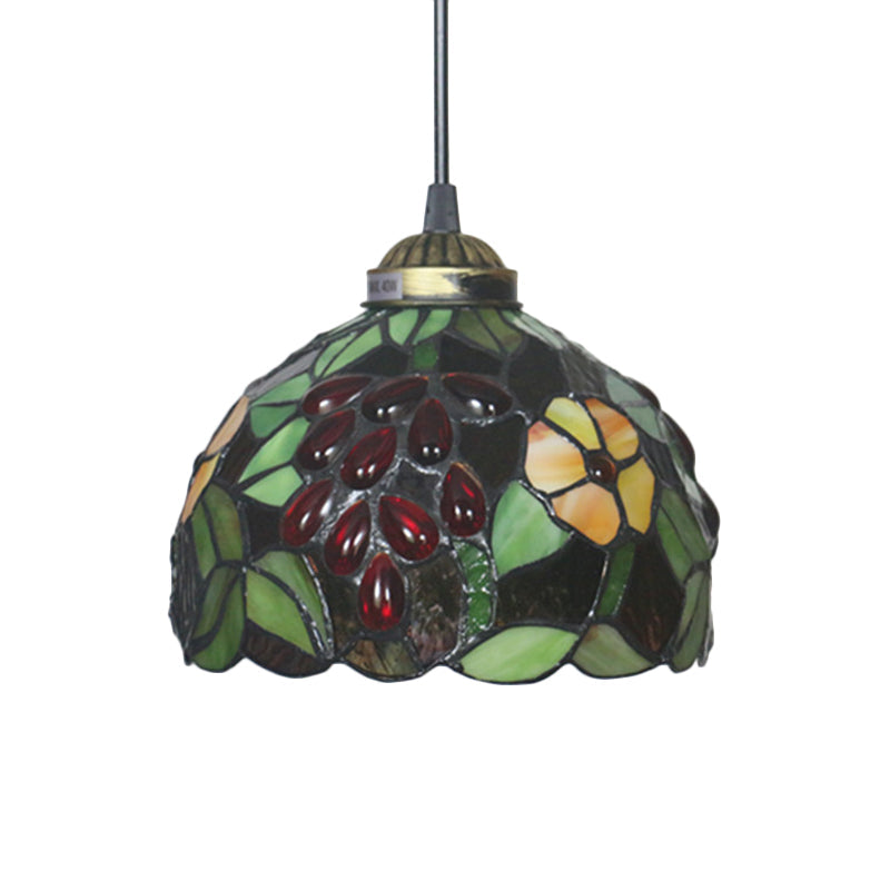 Victorian Cut Glass Pendant Light Kit- Single Grape/Flower/Diamond Suspension Lamp In