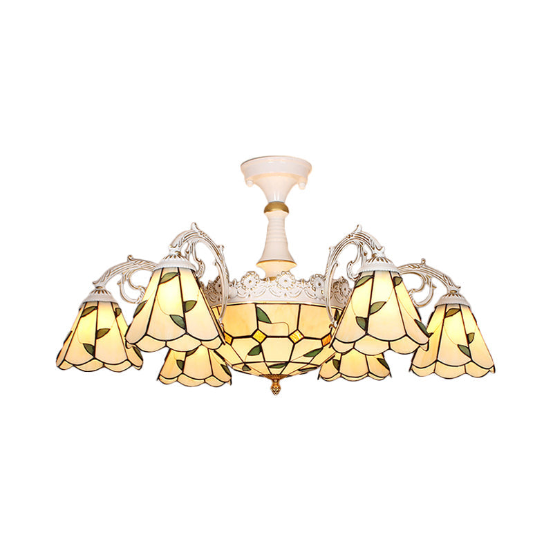 Baroque White/Blue/Silver Glass 9 - Light Ceiling Light Fixture For Bedroom