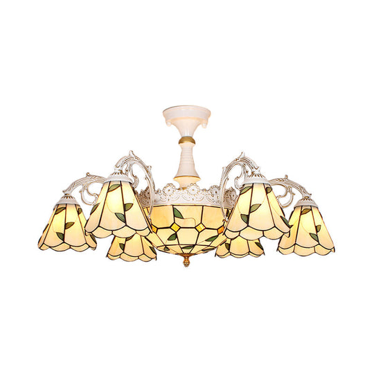 Baroque White/Blue/Silver Glass 9 - Light Ceiling Light Fixture For Bedroom