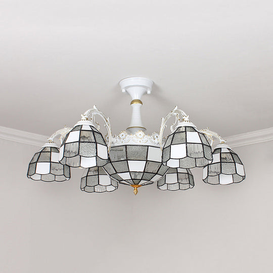 Baroque White/Blue/Silver Glass 9 - Light Ceiling Light Fixture For Bedroom