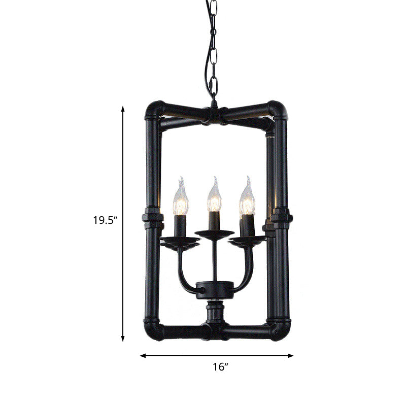 Black Metal Chandelier Pendant Light For Restaurants - 5 Lights Candlestick Design Warehouse