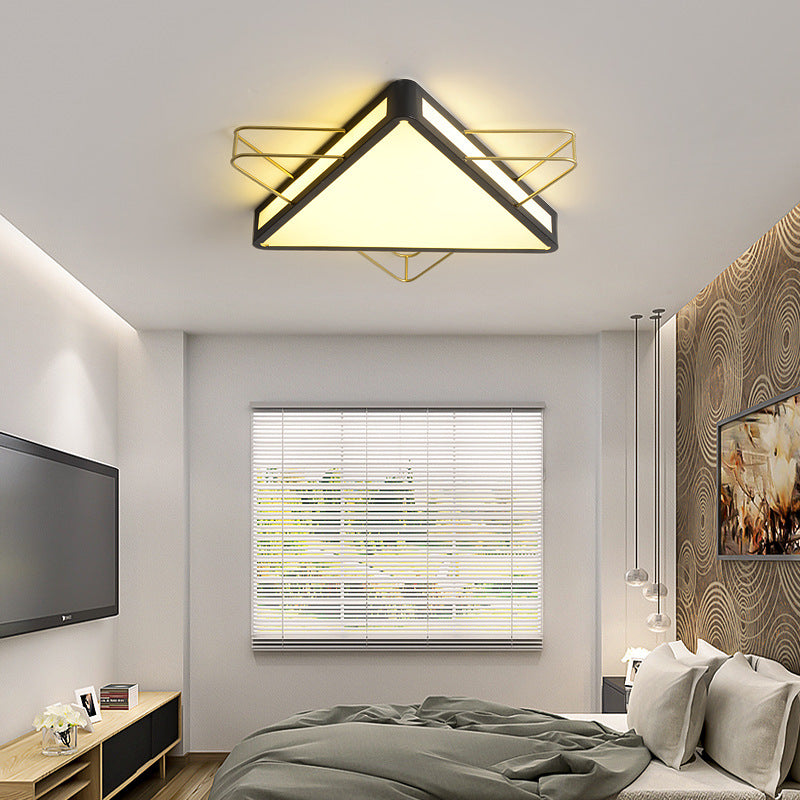 Nordic Metal Black/Grey Flush Mount Light With Acrylic Diffuser Star/Triangle Design Black / 22.5