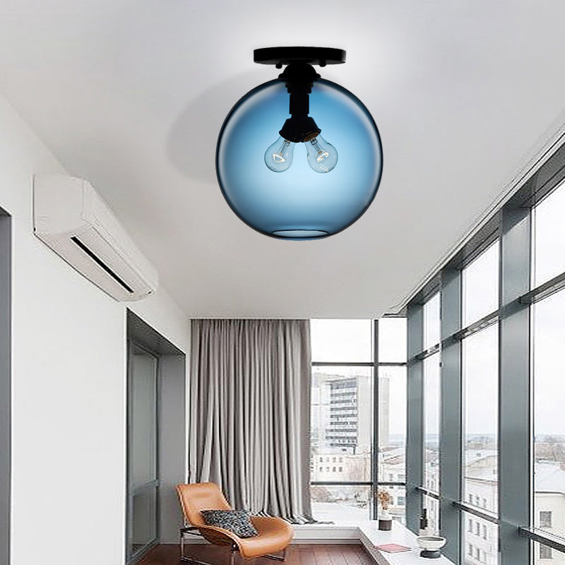 Modern 2-Head Flushmount Ceiling Lamp With Colorful Glass Shades - Global Mounted Light
Or
Global
