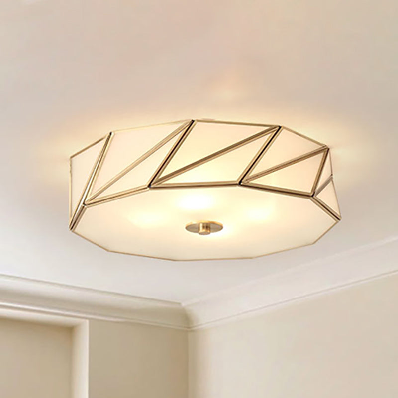 Opal Glass Flush Mount Lamp With Brass Finish - Bedroom Ceiling Fixture (3/4/6 Lights) 6 /
