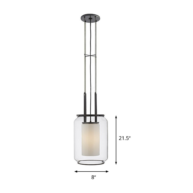 Modern Black Hanging Pendant Light With Clear Glass Shade For Bedroom