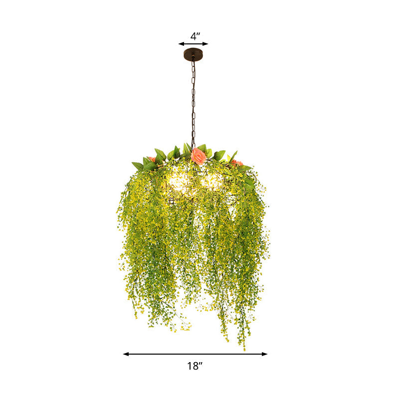 Industrial Metal Chandelier Light - Green Restaurant Pendant 18’/25.5’ Wide 3 Lights