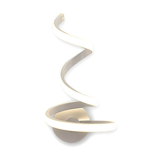 White Led Sconce Light With Modern Spiral Acrylic Shade For Dining Room