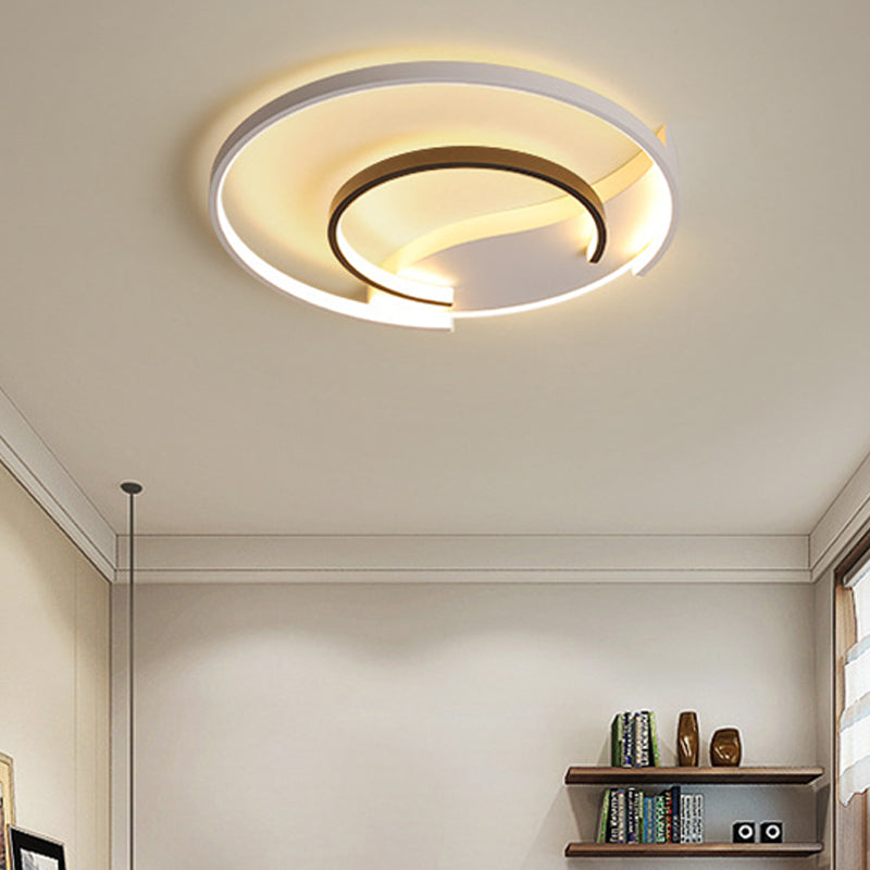 16’/19.5’ Double Ring Flushmount Lighting - Modern White Ceiling Lights Adjustable Warm/White
