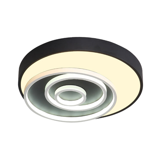 16/19.5 Multi-Ring Flush Mount Fixture In Black - Acrylic 1 Light Round Ceiling Lights With