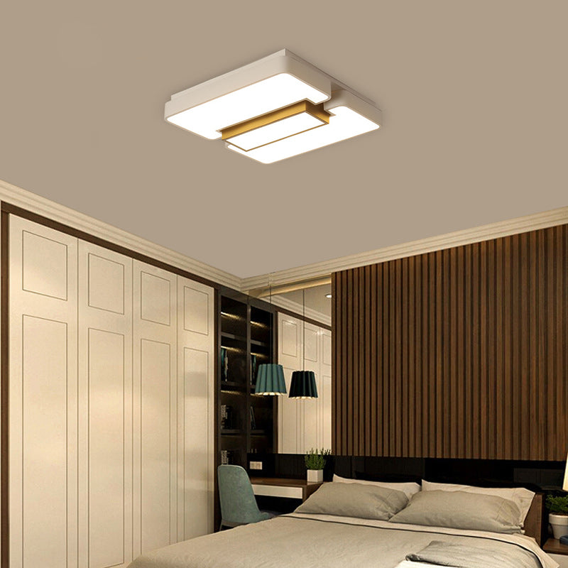 Modern White Flush Mount Led Ceiling Lamp For Warm/White Lighting In Living Room / 19.5