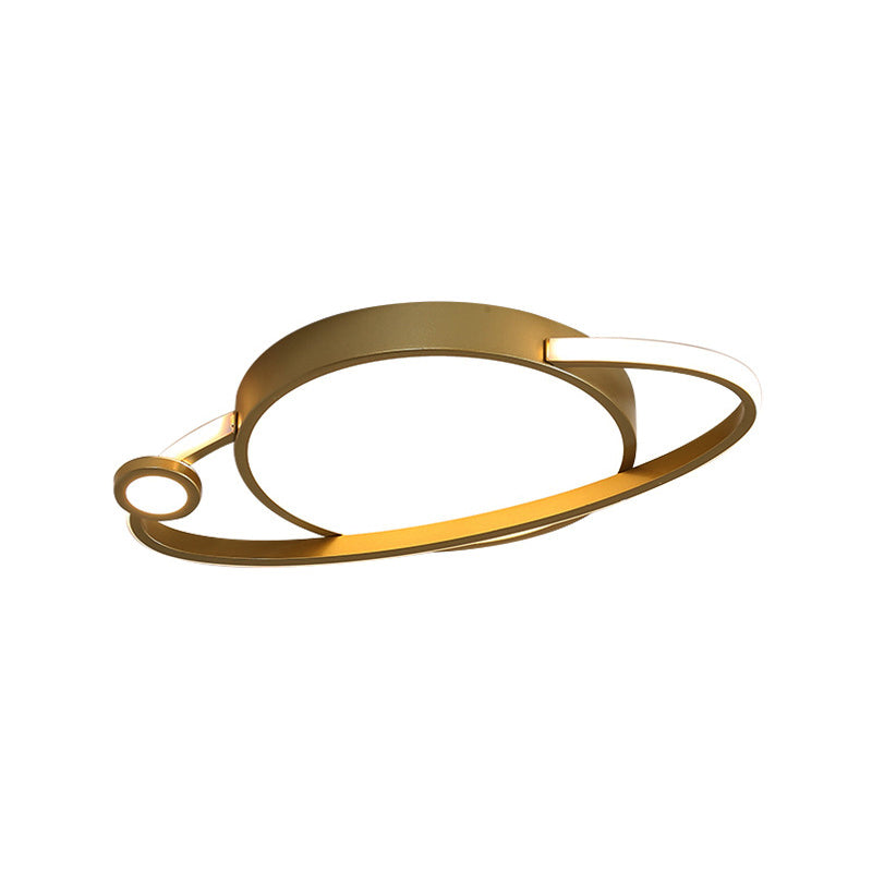 12’/16’ Nordic Style Led Gold Flush Mount Ceiling Light With Acrylic Diffuser Warm/White