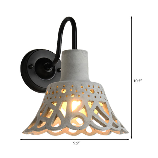 Modernist Cement Gooseneck Wall Mounted Light Fixture - 1 Grey (8.5/9.5/10 Width)