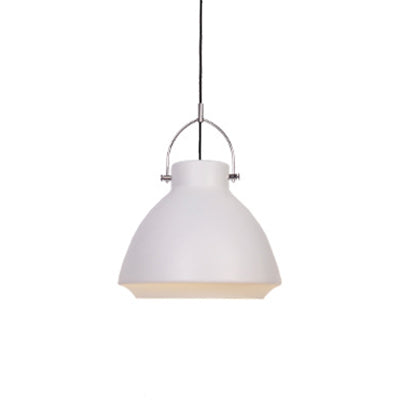 Macaron Dome Suspended Pendant Light - 10/14 Metallic Fixture With Handle Black/Blue For Dining