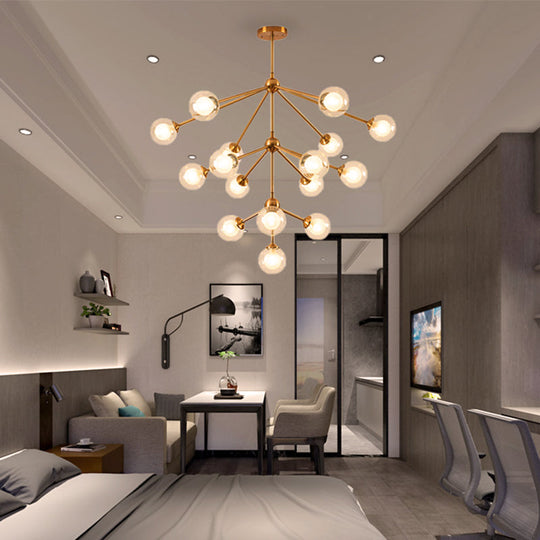 Sleek Sputnik Metal Chandelier With Clear Glass Sphere Shades - 4/7/10 Lights For Contemporary
