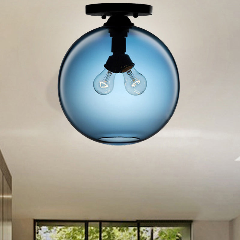 Modern 2-Head Flushmount Ceiling Lamp With Colorful Glass Shades - Global Mounted Light
Or
Global