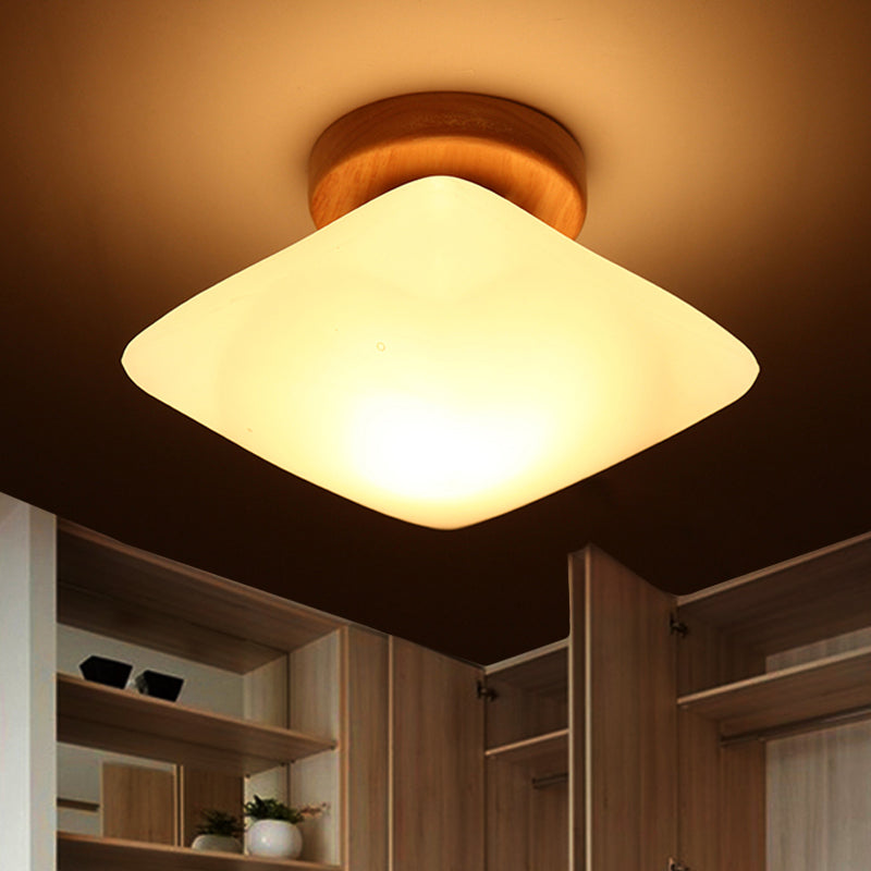 Frosted Glass Semi-Circle/Square Flush Ceiling Light - Modern 1-Light Mount For Corridor