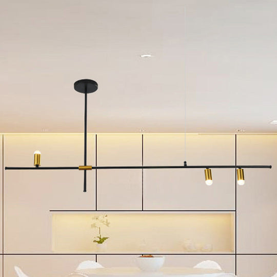 Modern Metal Rectilinear Chandelier - 3/4/9 Light Black Ceiling Fixture