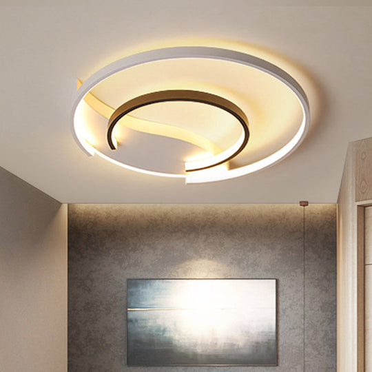 16’/19.5’ Double Ring Flushmount Lighting - Modern White Ceiling Lights Adjustable Warm/White
