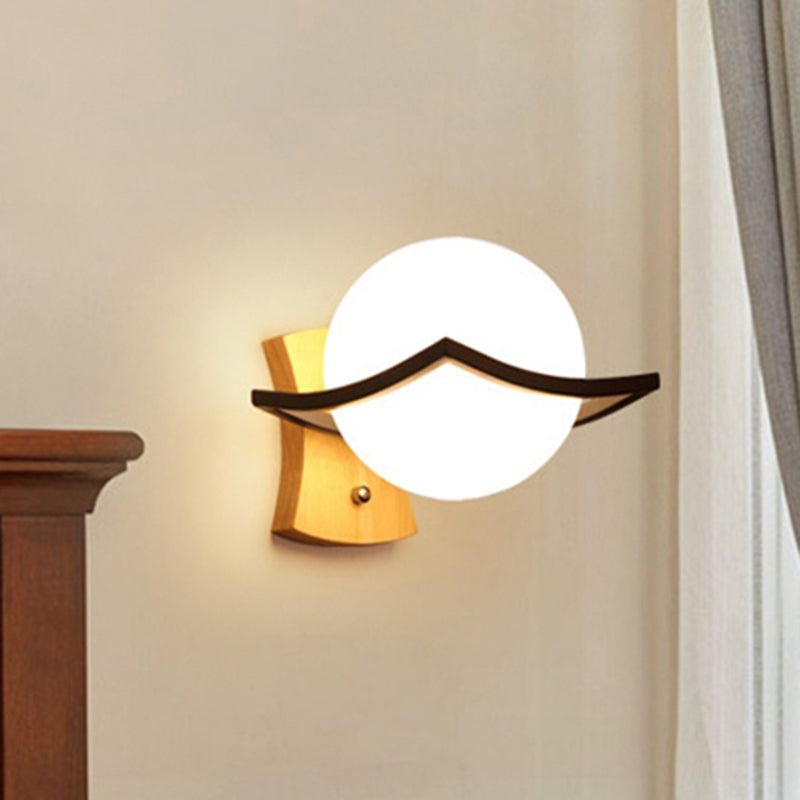 Modern Milk Glass Wall Lamp - White Bedside Sconce Light