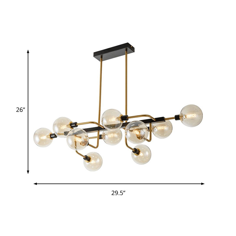 Contemporary Starburst 10-Light Chandelier With Amber/Smoke Gray/Cream Glass