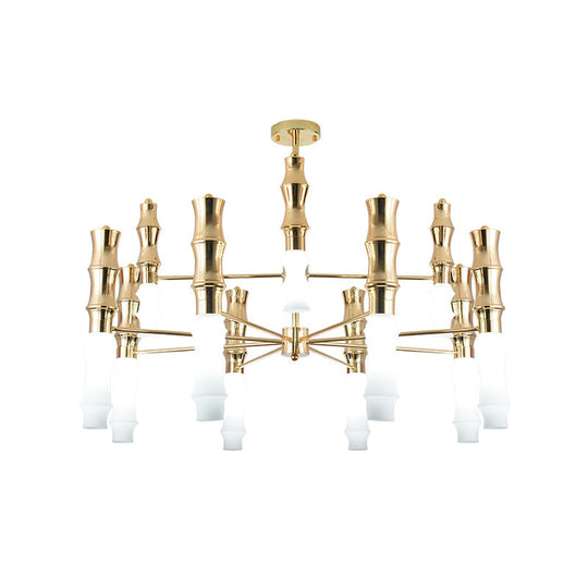 Modern 12-Heads Gold Bamboo Chandelier With Sputnik Design