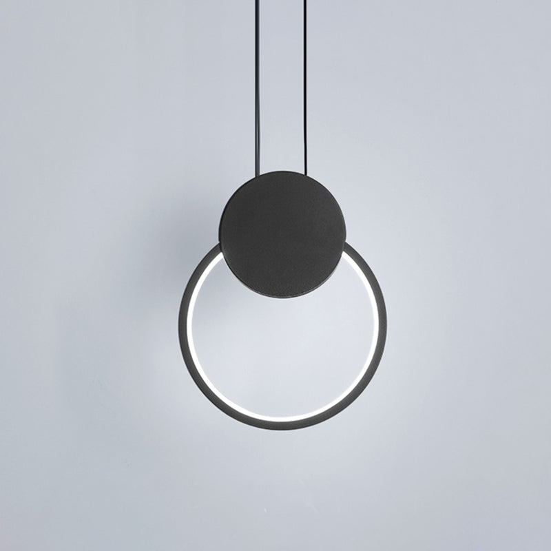 Modern Round Acrylic White/Black Led Hanging Bedside Light Fixture White/Warm