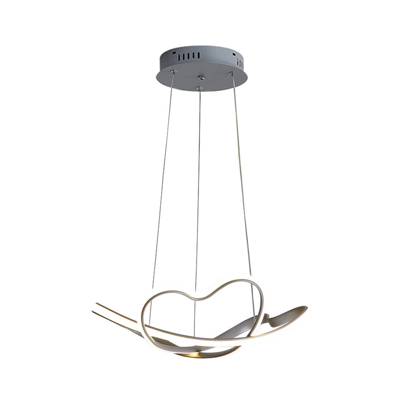 16/19.5 Wide Grey Twisted Chandelier Lamp - Modern Led Acrylic Hanging Light Kit In White/Warm