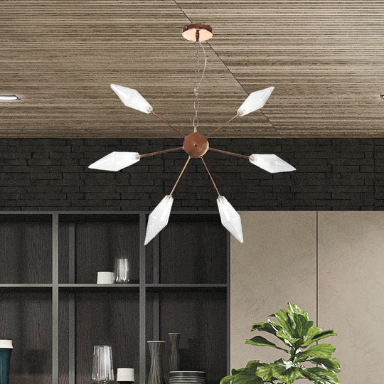 Lustre industriel moderne Sputnik avec verre ambré/transparent - 6/9/12 lumières - Finitions noir/cuivre/chrome