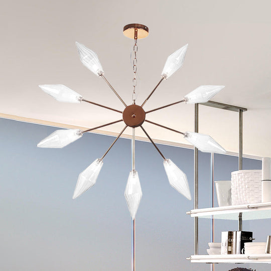 Lustre industriel moderne Sputnik avec verre ambré/transparent - 6/9/12 lumières - Finitions noir/cuivre/chrome