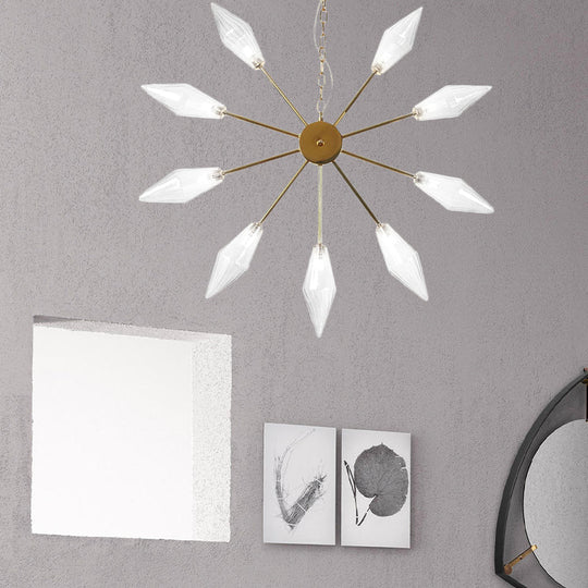 Lustre industriel moderne Sputnik avec verre ambré/transparent - 6/9/12 lumières - Finitions noir/cuivre/chrome