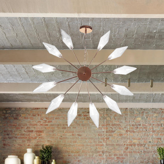 Lustre industriel moderne Sputnik avec verre ambré/transparent - 6/9/12 lumières - Finitions noir/cuivre/chrome