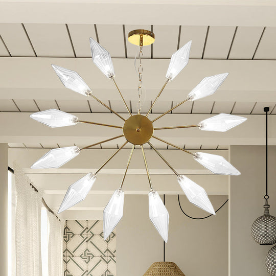 Lustre industriel moderne Sputnik avec verre ambré/transparent - 6/9/12 lumières - Finitions noir/cuivre/chrome