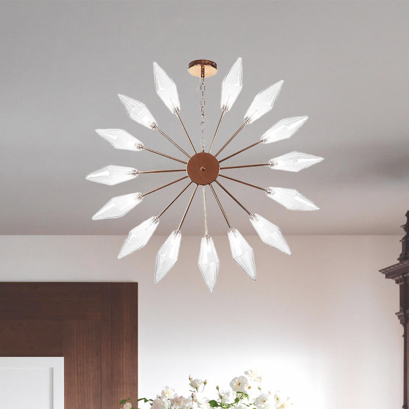 Lustre industriel moderne Sputnik avec verre ambré/transparent - 6/9/12 lumières - Finitions noir/cuivre/chrome