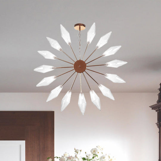 Lustre industriel moderne Sputnik avec verre ambré/transparent - 6/9/12 lumières - Finitions noir/cuivre/chrome