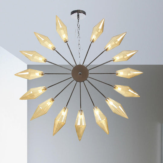 Lustre industriel moderne Sputnik avec verre ambré/transparent - 6/9/12 lumières - Finitions noir/cuivre/chrome