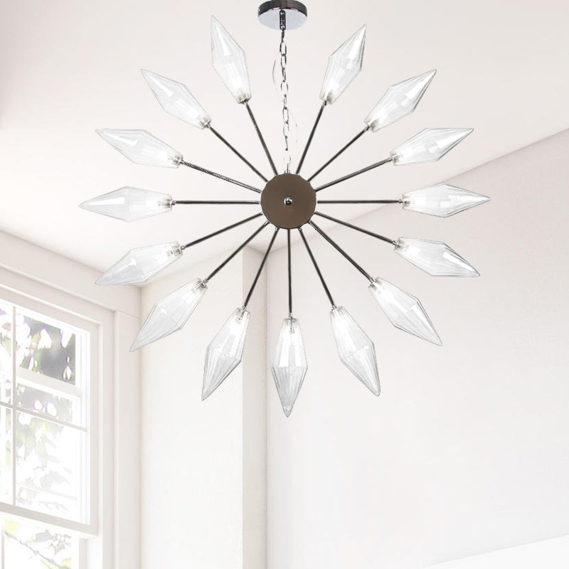 Lustre industriel moderne Sputnik avec verre ambré/transparent - 6/9/12 lumières - Finitions noir/cuivre/chrome