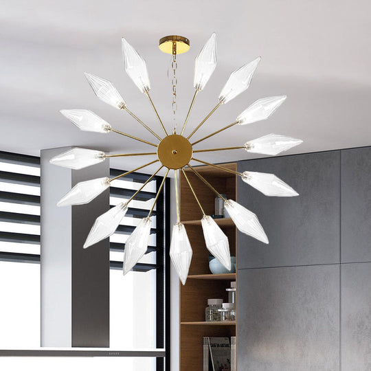 Lustre industriel moderne Sputnik avec verre ambré/transparent - 6/9/12 lumières - Finitions noir/cuivre/chrome