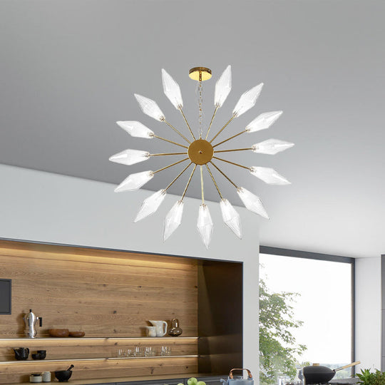 Lustre industriel moderne Sputnik avec verre ambré/transparent - 6/9/12 lumières - Finitions noir/cuivre/chrome