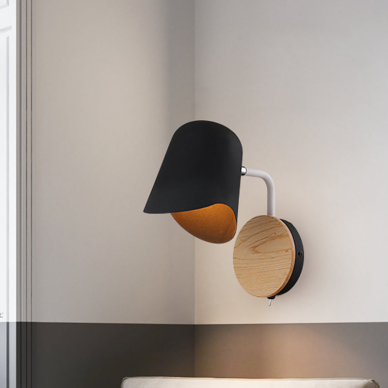 Nordic Metal Wall Sconce With Right Angle Arm And 1-Light White/Black Finish