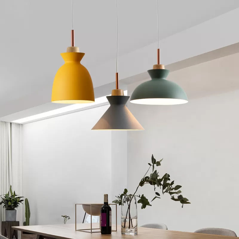 Contemporary Gray/White Bell Shade Pendant Ceiling Lamp - Metallic Indoor Hanging Light With 1 Bulb