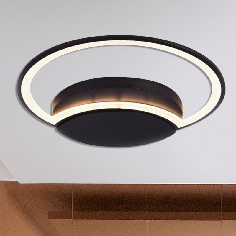 Led Bedroom Ceiling Light - 16’/19.5’/23.5’ Wide Circle Acrylic Shade In White/Black Warm/White