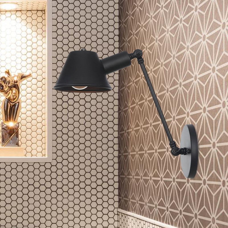 Farmhouse Black Iron Wall Lamp Sconce With Swing Arm - Bell Mount Light Fixture
Note: While It Is