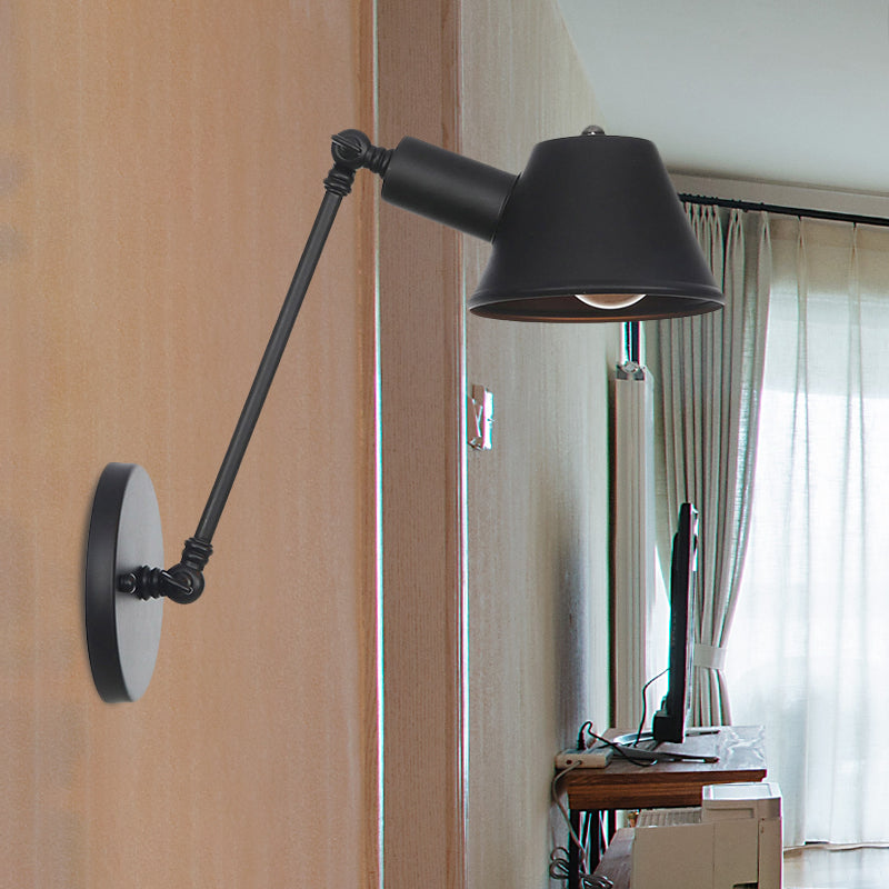 Farmhouse Black Iron Wall Lamp Sconce With Swing Arm - Bell Mount Light Fixture
Note: While It Is