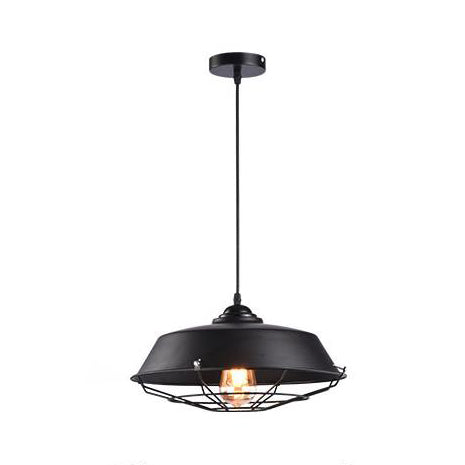 Farmhouse Barn Pendant Lamp - Height Adjustable Black/White Metal Hanging Light For Bars