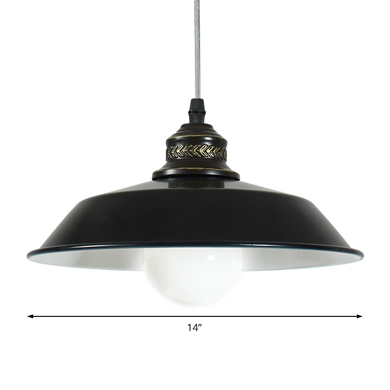 Stylish Barn Loft Ceiling Pendant Light - Metallic Black 10/14 Diameter