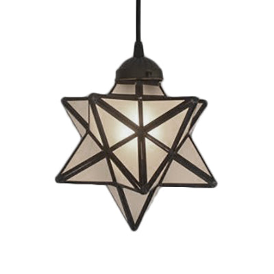 Tiffany Style Textured White/Clear Star Pendant Light - 8’/12’ Stainless Glass Dining Room