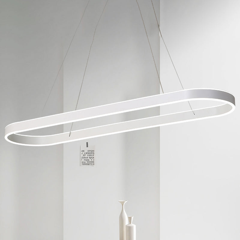 Minimalist Oval Led Ceiling Light In Gold/White - 31.5/39/47 Width Warm/White For Island